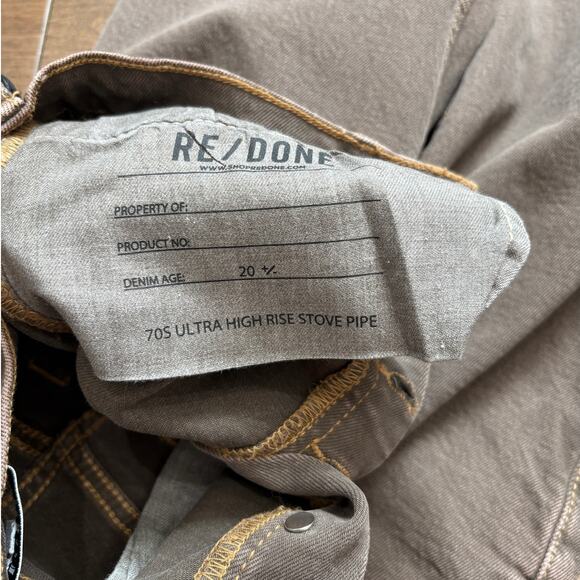 Redone Women's 70s Ultra High-Rise Stove Pipe Jeans size 24 Washed Chocolate NWT - Picture 6 of 6